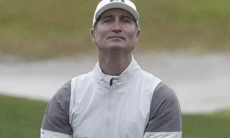 Brian Niccol watches his chip shot on the 10th hole during the second round of the AT&T Pebble Beach Pro-Am golf tournament at Monterey Peninsula Country Club - Shore Course. Ray Acevedo-USA TODAY Sports