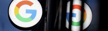 The logo for Google is seen at the Google Store Chelsea in Manhattan, New York City, U.S., November 17, 2021. REUTERS/Andrew Kelly/File Photo