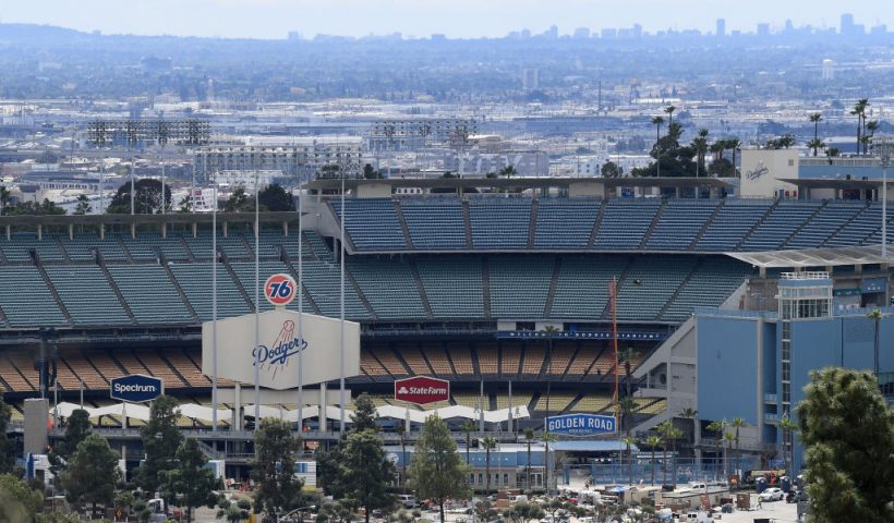 VARIOUS CITIES, - MARCH 25: Exterior pictures on the eve of Major League Baseball's opening day which has been postponed due to COVID-19 at Dodger Stadium on March 25, 2020 in Los Angeles, California, United States. (Photo by Harry How/Getty Images)