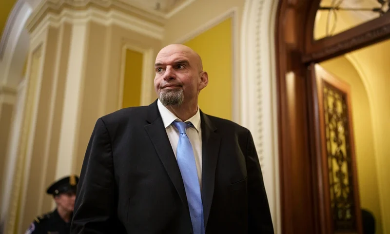 WASHINGTON, DC - NOVEMBER 15: Sen.-elect John Fetterman (D-PA) heads to a lunch meeting with Senate Democrats at the U.S. Capitol on November 15, 2022 in Washington, DC. Senate Democrats will meet later on Tuesday for the first time since the midterm elections. (Photo by Drew Angerer/Getty Images)