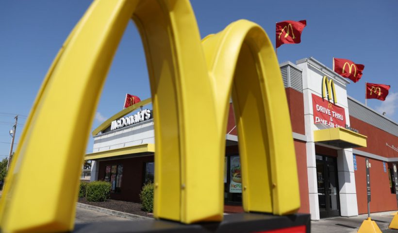SAN LEANDRO, CALIFORNIA - APRIL 28: A sign is posted in front of a McDonald's restaurant on April 28, 2022 in San Leandro, California. Fast food chain McDonald's reported better-than-expected first quarter earnings with revenue of $5.67 billion compared to analyst expectations of $5.59 billion. (Photo by Justin Sullivan/Getty Images)