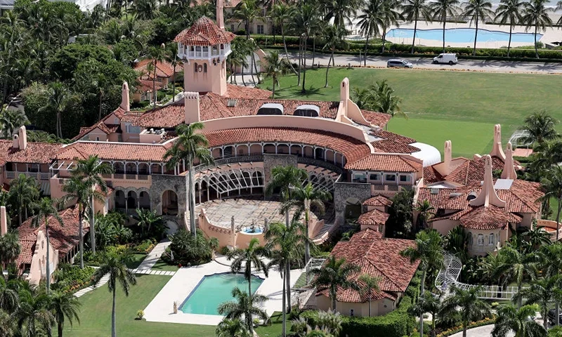 PALM BEACH, FLORIDA - SEPTEMBER 14: In this aerial view, former U.S. President Donald Trump's Mar-a-Lago estate is seen on September 14, 2022 in Palm Beach, Florida. Trump's legal team is currently negotiating with the Justice Department regarding the selection of a Special Master to review documents, some marked Top Secret, seized when the FBI searched the compound. (Photo by Joe Raedle/Getty Images)