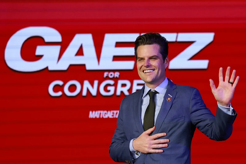 KISSIMMEE, FLORIDA - NOVEMBER 04: U.S. Rep. Matt Gaetz (R-FL) speaks during the Florida Freedom Summit at the Gaylord Palms Resort on November 04, 2023 in Kissimmee, Florida. The Republican Party of Florida hosted the summit as candidates continue to campaign across the country. (Photo by Joe Raedle/Getty Images)