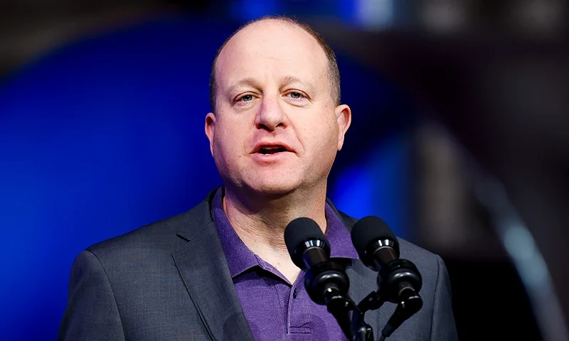 PUEBLO, COLORADO - NOVEMBER 29: Colorado governor Jared Polis speaks before US President Joe Biden addressed the crowd about Bidenomics at CS Wind on November 29, 2023 in Pueblo, Colorado. CS Wind, the largest wind turbine tower manufacturer in the world, recently announced they were expanding operations as a direct result of the Inflation Reduction Act. (Photo by Michael Ciaglo/Getty Images)