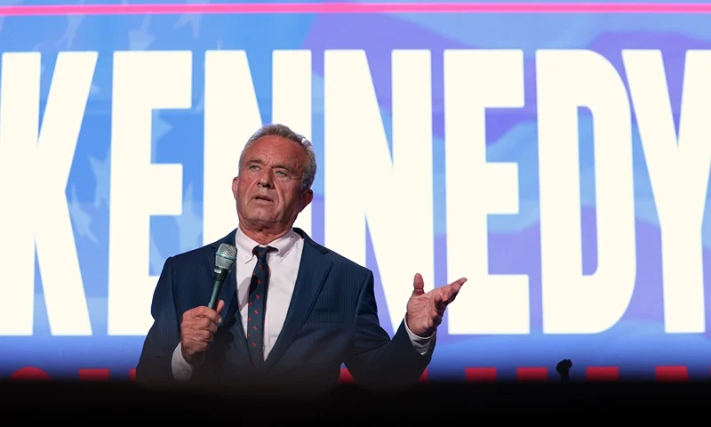 WASHINGTON, DC - MAY 24: Independent presidential candidate Robert F. Kennedy Jr. speaks at the Libertarian National Convention on May 24, 2024 in Washington, DC. Kennedy is seeking qualification to be part of the first presidential debate currently scheduled on June 27 between Democratic presidential nominee President Joe Biden and Republican presidential nominee former President Donald Trump. (Photo by Kevin Dietsch/Getty Images)