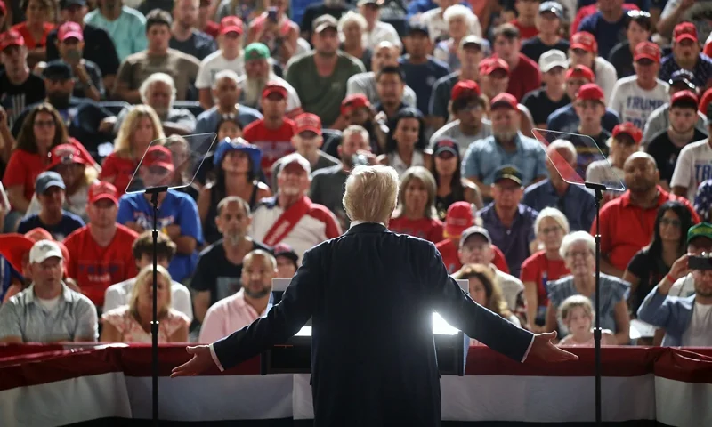 HARRISBURG, PENNSYLVANIA - JULY 31: Republican presidential nominee, former U.S. President Donald Trump speaks at a rally on July 31, 2024 in Harrisburg, Pennsylvania. Trump is returning to Pennsylvania for the first time since the assassination attempt. Polls show a close race with Democratic presidential candidate, U.S. Vice President Kamala Harris. (Photo by Spencer Platt/Getty Images)