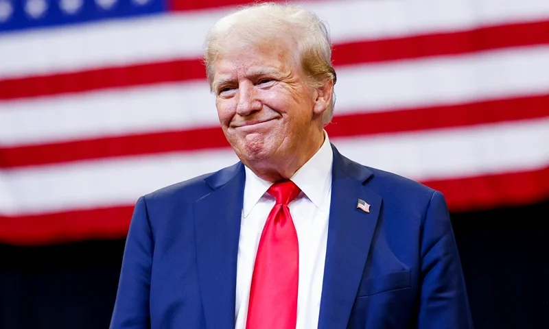 Republican Presidential Nominee Donald Trump Holds Rally In Bozeman, Montana BOZEMAN, MONTANA - AUGUST 09: Republican presidential nominee, former U.S. President Donald Trump walks toward the stage to speak at a rally at the Brick Breeden Fieldhouse at Montana State University on August 9, 2024 in Bozeman, Montana. (Photo by Michael Ciaglo/Getty Images)