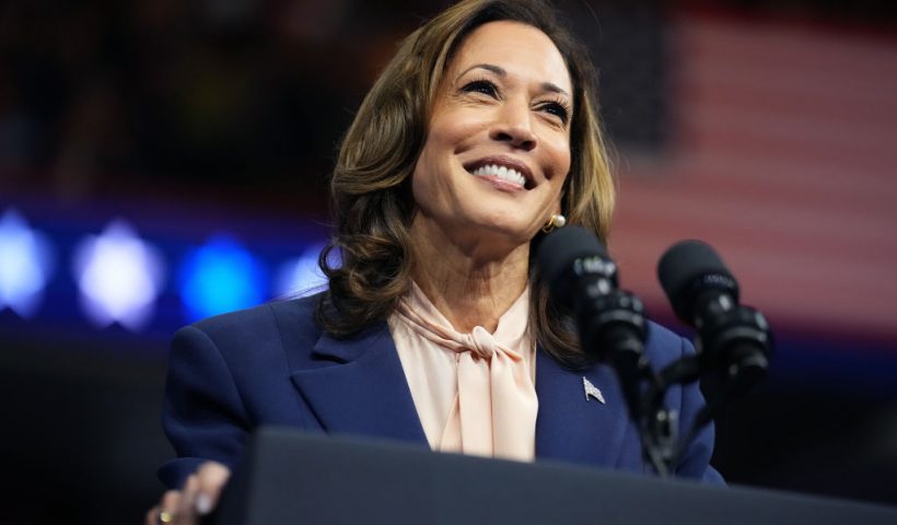 PHILADELPHIA, PENNSYLVANIA - AUGUST 6: Democratic presidential candidate, U.S. Vice President Kamala Harris speaks during a campaign rally with Democratic vice presidential candidate Minnesota Gov. Tim Walz at the Liacouras Center at Temple University on August 6, 2024 in Philadelphia, Pennsylvania. Harris ended weeks of speculation about who her running mate would be, selecting the 60 year old midwestern governor over other candidates. (Photo by Andrew Harnik/Getty Images)