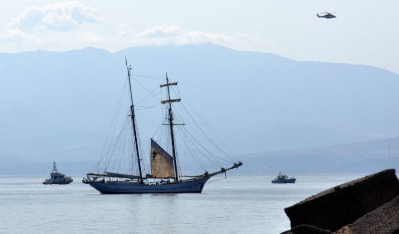 This photograph shows a Coast Guard boat with Italian fireboats and an Italian fire brigade helicopter search for six missing passengers after recovering a victim due to a sailboat sank off the coast of Porticello, nosthwestern of Sicily Island, on August 19, 2024. One person was killed and rescuers were searching for six others missing after a luxury superyacht called "The Bayesian" with 22 people aboard majority of those were British, sank during a sudden storm off the coast of Italy's Sicily, officials said, on August 19, 2024. (Photo by Alessandro FUCARINI / AFP) (Photo by ALESSANDRO FUCARINI/AFP via Getty Images)