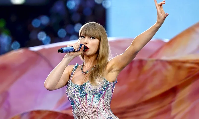 (EDITORIAL USE ONLY AND NO COMMERCIAL USE AT ANY TIME. NO USE ON PUBLICATION COVERS). Taylor Swift performs on stage during the "Taylor Swift | The Eras Tour" at Wembley Stadium on August 15, 2024 in London, England. (Photo by Kate Green/Getty Images)