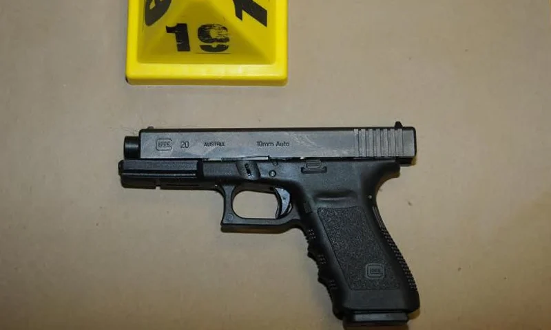 NEWTOWN, CT - UNSPECIFED DATE: In this handout crime scene evidence photo provided by the Connecticut State Police, shows a Glock 20, 10mm found near the shooter in Room 10 at Sandy Hook Elementary School following the December 14, 2012 shooting rampage, taken on an unspecified date in Newtown, Connecticut . A report was released November 25, 2013 by Connecticut State Attorney Stephen Sedensky III summarizing the Newtown school shooting that left 20 children and six women dead inside Sandy Hook Elementary School. According to the report, a motive behind the shooting by gunman Adam Lanza is still unknown. (Photo by Connecticut State Police via Getty Images)