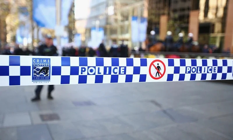 Police tape is seen to control protester movements as 'Reclaim Australia' protesters and counter protesters gather on July 19, 2015 in Sydney, Australia. 'Reclaim Australia' grassroots rallies are being held across Australia to protest the alleged 'Islamisation' of Australia. (Photo by Mark Kolbe/Getty Images)