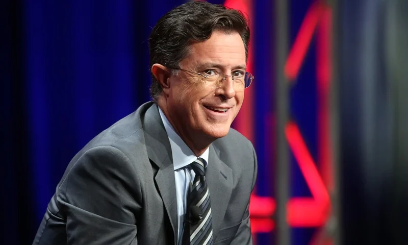 BEVERLY HILLS, CA - AUGUST 10: Host, executive producer, writer Stephen Colbert speaks onstage during the 'The Late Show with Stephen Colbert' panel discussion at the CBS portion of the 2015 Summer TCA Tour at The Beverly Hilton Hotel on August 10, 2015 in Beverly Hills, California. (Photo by Frederick M. Brown/Getty Images)