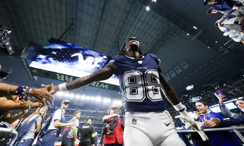 Dallas Cowboys wide receiver CeeDee Lamb (88) celebrates with fans after the game against the Detroit Lions at AT&T Stadium. Mandatory Credit: Kevin Jairaj-USA TODAY Sports/File Photo