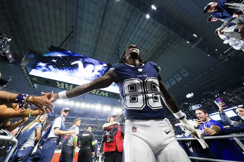 Dallas Cowboys wide receiver CeeDee Lamb (88) celebrates with fans after the game against the Detroit Lions at AT&T Stadium. Mandatory Credit: Kevin Jairaj-USA TODAY Sports/File Photo