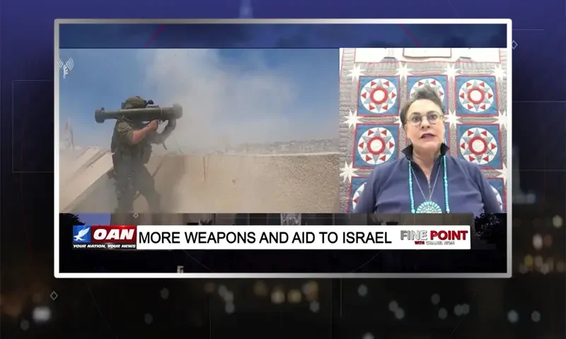 Video still from Fine Point on One America News Network during an interview with the guest, Harriet Hageman.