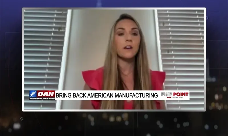 Video still from Fine Point on One America News Network during an interview with the guest, Joanna Wischer.
