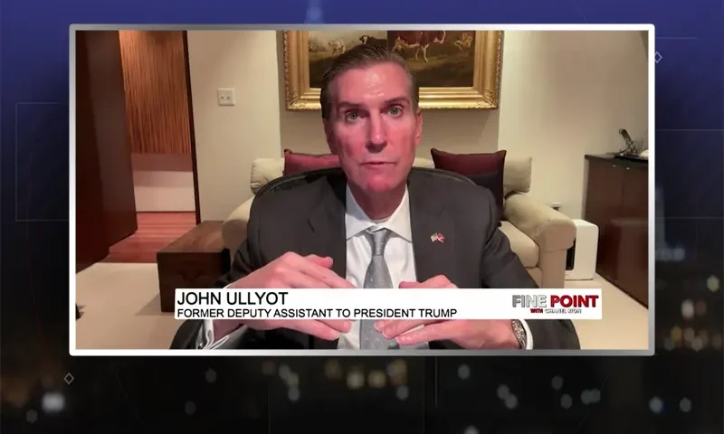 Video still from Fine Point on One America News Network during an interview with the guest, John Ullyot.