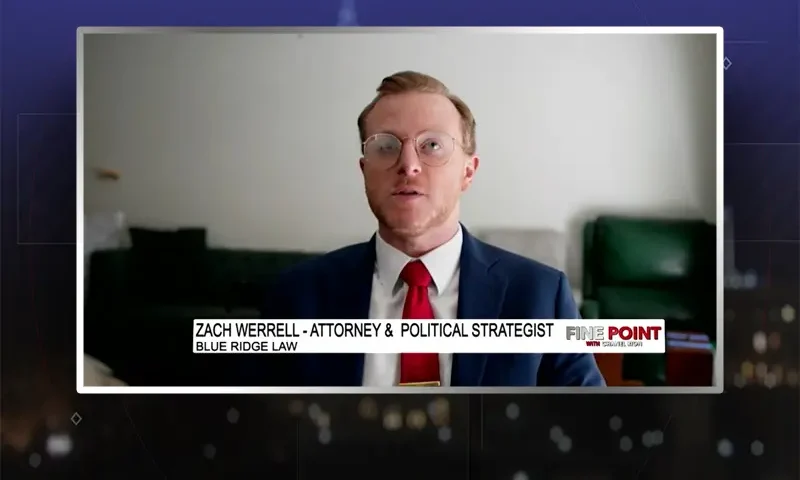 Video still from Fine Point on One America News Network during an interview with the guest, Zach Werrell.