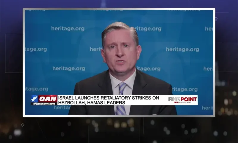 Video still from Fine Point on One America News Network during an interview with the guest, Robert Greenway.