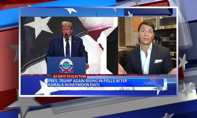 Video still from Real America on One America News Network during an interview with the guest, Hogan Gidley.