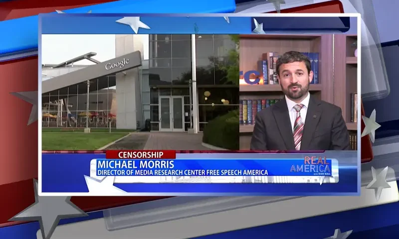 Video still from Real America on One America News Network during an interview with the guest, Michael Morris.