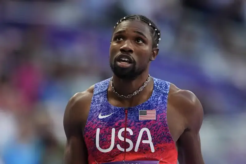 Bronze medallist Noah Lyles of United States reacts after the race. REUTERS/Aleksandra Szmigiel