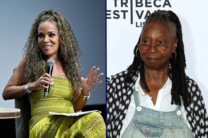 (L) NEW YORK, NEW YORK - AUGUST 02: Sunny Hostin speaks onstage during The Deliverance NYC Tastemaker on August 02, 2024 in New York City. (Photo by Roy Rochlin/2024 Getty Images) / (C) KANSAS CITY, MISSOURI - JUNE 13: Brittany Mahomes arrives on the red carpet prior to the Kansas City Chiefs Super Bowl Ceremony at Nelson-Atkins Museum of Art on June 13, 2024 in Kansas City, Missouri. (Photo by Fernando Leon/Getty Images)/ (R) NEW YORK, NEW YORK - SEPTEMBER 10: Whoopi Goldberg attends the Tribeca Festival Lisboa Kick-Off Reception at Tribeca Film Center on September 10, 2024 in New York City. (Photo by Marleen Moise/Getty Images)