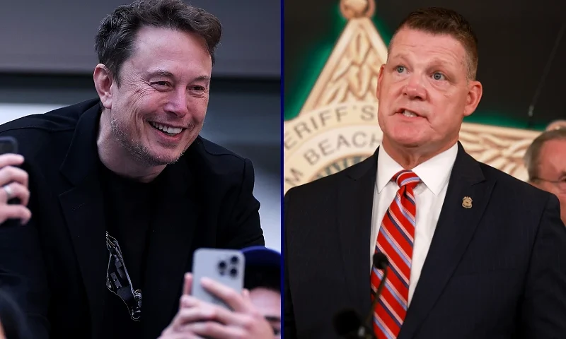 (L) NEW YORK, NEW YORK - SEPTEMBER 08: Elon Musk attends the Men's Singles Final match between Taylor Fritz of the United States and Jannik Sinner of Italy on Day Fourteen of the 2024 US Open at USTA Billie Jean King National Tennis Center on September 08, 2024 in the Flushing neighborhood of the Queens borough of New York City. (Photo by Sarah Stier/Getty Images) / (R)WEST PALM BEACH, FLORIDA - SEPTEMBER 16: Acting Director Ronald Rowe Jr. of the U.S. Secret Service speaks during a press conference regarding an apparent assassination attempt on former President Donald Trump on September 16, 2024 in West Palm Beach, Florida. The FBI and U.S. Secret Service, along with the Palm Beach County Sheriff's office, are investigating the incident, which the FBI said "appears to be an attempted assassination of former President Trump" while he was golfing at Trump International Golf Club. (Photo by Joe Raedle/Getty Images)