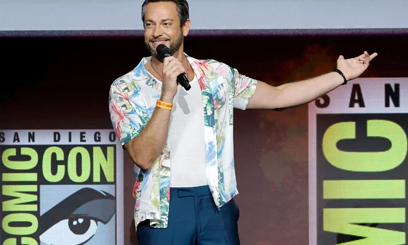 SAN DIEGO, CALIFORNIA - JULY 23: Zachary Levi speaks onstage at the Warner Bros. theatrical session with "Black Adam" and "Shazam: Fury of the Gods" panel during 2022 Comic Con International: San Diego at San Diego Convention Center on July 23, 2022 in San Diego, California. (Photo by Kevin Winter/Getty Images)