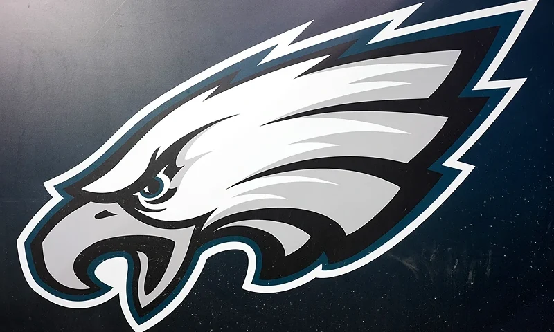 PHILADELPHIA, PENNSYLVANIA - JANUARY 21: A general view of a Philadelphia Eagles logo prior to a game against the New York Giants in the NFC Divisional Playoff game at Lincoln Financial Field on January 21, 2023 in Philadelphia, Pennsylvania. (Photo by Mitchell Leff/Getty Images)