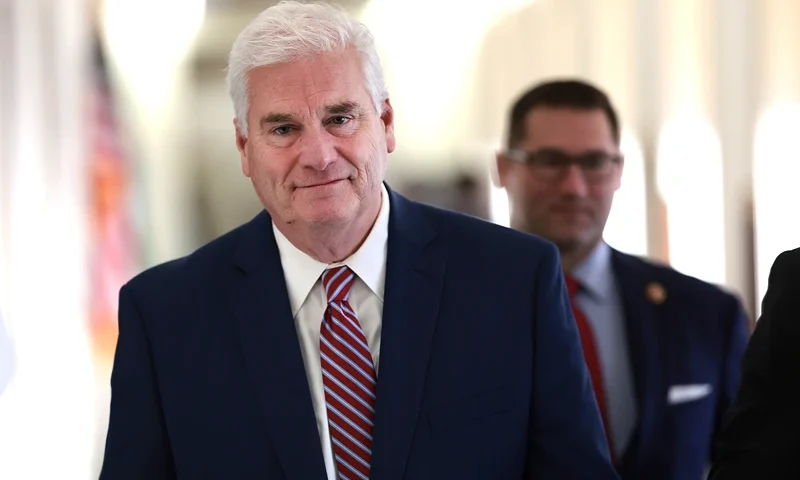 U.S. House Majority Whip Tom Emmer (R-MN) arrives to a House Republican caucus meeting at the U.S. Capitol on October 13, 2023 in Washington, DC. House Republicans continue to debate their pick for Speaker after their initial nominee, Rep. Steve Scalise (R-LA), withdrew his name from the race after failing to secure the number of votes needed. The full House of Representatives is expected to vote on a replacement for former Speaker Kevin McCarthy (R-CA) after he was ousted last week. (Photo by Win McNamee/Getty Images)