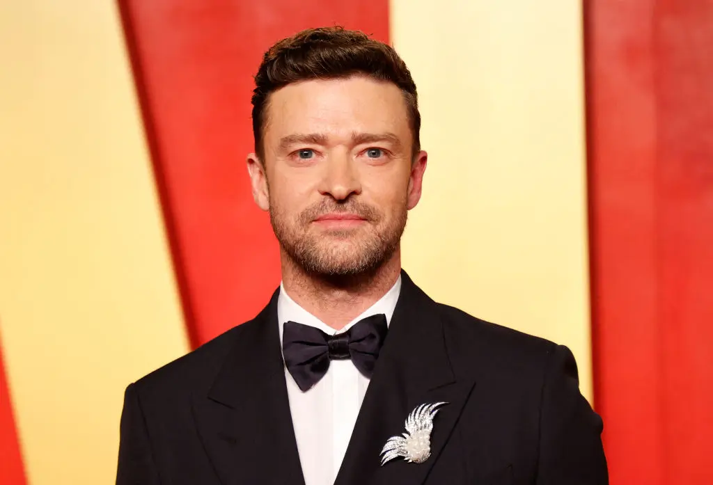 US singer-songwriter Justin Timberlake attends the Vanity Fair Oscars Party at the Wallis Annenberg Center for the Performing Arts in Beverly Hills, California, on March 10, 2024. (Photo by Michael TRAN / AFP) (Photo by MICHAEL TRAN/AFP via Getty Images)