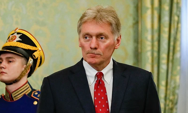 Kremlin spokesman Dmitry Peskov attends a meeting of Russian President and Bahrain's King at the Kremlin in Moscow on May 23, 2024. (Photo by YURI KOCHETKOV / POOL / AFP) (Photo by YURI KOCHETKOV/POOL/AFP via Getty Images)