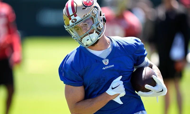 Ricky Pearsall #14 of the San Francisco 49ers works out during mini camp on June 05, 2024 in Santa Clara, California. (Photo by Thearon W. Henderson/Getty Images)