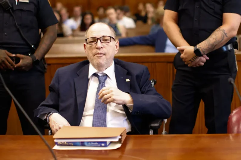 Former film producer Harvey Weinstein appears in Manhattan Criminal Court for a pretrial hearing, following his overturned sex crimes conviction, in New York City, July 19, 2024. Weinstein may face new sexual assault charges ahead of his retrial, Manhattan prosecutors said July 9, 2024. Authorities are investigating "additional violent sexual assaults" allegedly carried out by Weinstein that are not subject to a statute of limitations, assistant district attorney Nicole Blumberg said. (Photo by KENA BETANCUR / POOL / AFP) (Photo by KENA BETANCUR/POOL/AFP via Getty Images)