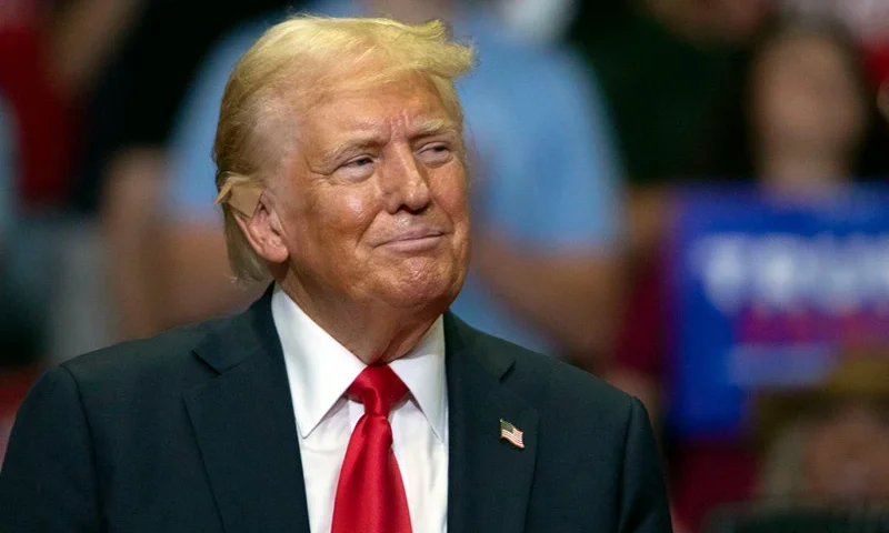 GRAND RAPIDS, MICHIGAN - JULY 20: Republican Presidential nominee former President Donald J. Trump holds his first public campaign rally with his running mate, Vice Presidential nominee U.S. Senator J.D. Vance (R-OH) (not pictured), at the Van Andel Arena on July 20, 2024 in Grand Rapids, Michigan. This is also Trump's first public rally since he was shot in the ear during an assassination attempt in Pennsylvania on July 13. Photo by Bill Pugliano/Getty Images)