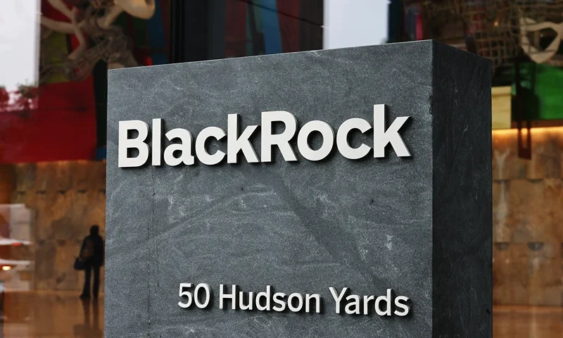 NEW YORK, NEW YORK - AUGUST 08: The BlackRock company logo is seen outside of its NYC headquarters on August 08, 2024 in New York City. (Photo by Michael M. Santiago/Getty Images)