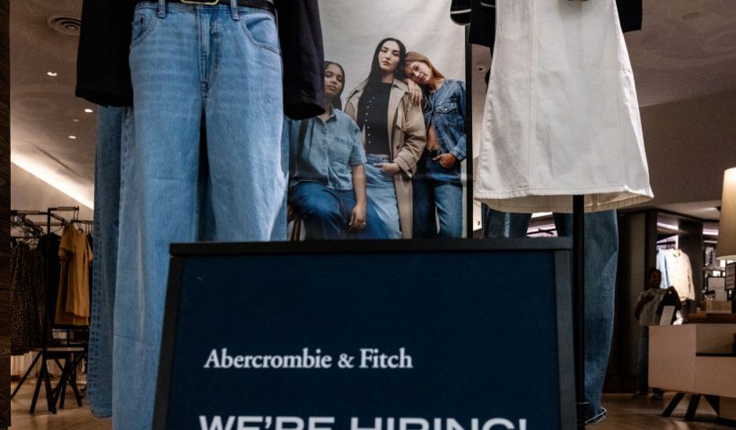 TYSONS, VA - AUGUST 22: A hiring sign is displayed in front of Abercrombie & Fitch at the Tysons Corner Center mall on August 22, 2024 in Tysons, Virginia. According to reports, over 800,000 fewer jobs were created within the U.S. economy than originally reported in the 12-month period, 30% less than the previously reported 2.9 million from April 2023 through March, 2024. (Photo by Anna Rose Layden/Getty Images)