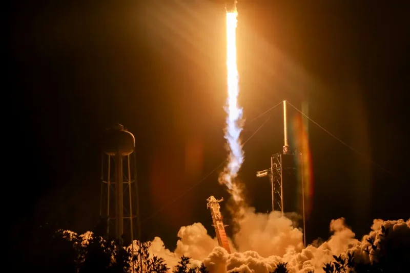 CAPE CANAVERAL, FLORIDA - SEPTEMBER 10: SpaceX's Polaris Dawn Falcon 9 rocket blasts off from Launch Complex 39A of NASA's Kennedy Space Center on September 10, 2024 in Cape Canaveral, Florida. The Polaris Dawn mission is a private spaceflight backed by Jared Isaacman, the billionaire founder of payments platform company Shift4. During the mission, the astronauts will attempt the first spacewalk by a private company. (Photo by Joe Raedle/Getty Images)