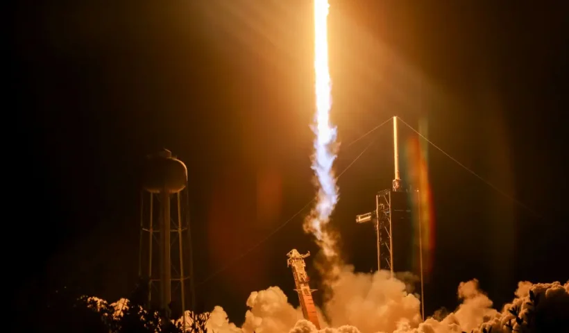 CAPE CANAVERAL, FLORIDA - SEPTEMBER 10: SpaceX's Polaris Dawn Falcon 9 rocket blasts off from Launch Complex 39A of NASA's Kennedy Space Center on September 10, 2024 in Cape Canaveral, Florida. The Polaris Dawn mission is a private spaceflight backed by Jared Isaacman, the billionaire founder of payments platform company Shift4. During the mission, the astronauts will attempt the first spacewalk by a private company. (Photo by Joe Raedle/Getty Images)