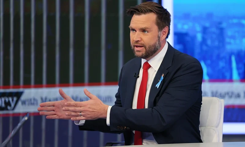 NEW YORK, NEW YORK - SEPTEMBER 11: Republican vice presidential nominee, U.S. Senator J.D. Vance (R-OH) visits "The Story with Martha MacCallum" at Fox News Channel Studios on September 11, 2024 in New York City. (Photo by Dia Dipasupil/Getty Images)