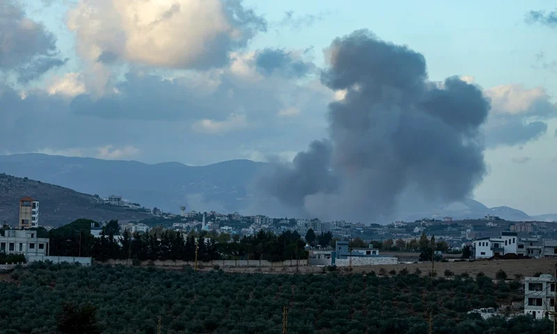 Smoke billows from the site of an Israeli airstrike that targeted the southern area of al-Aaichiyeh on September 15, 2024, amid ongoing cross-border clashes between Israeli troops and Hezbollah fighters. (Photo by Ammar Ammar / AFP) (Photo by AMMAR AMMAR/AFP via Getty Images)