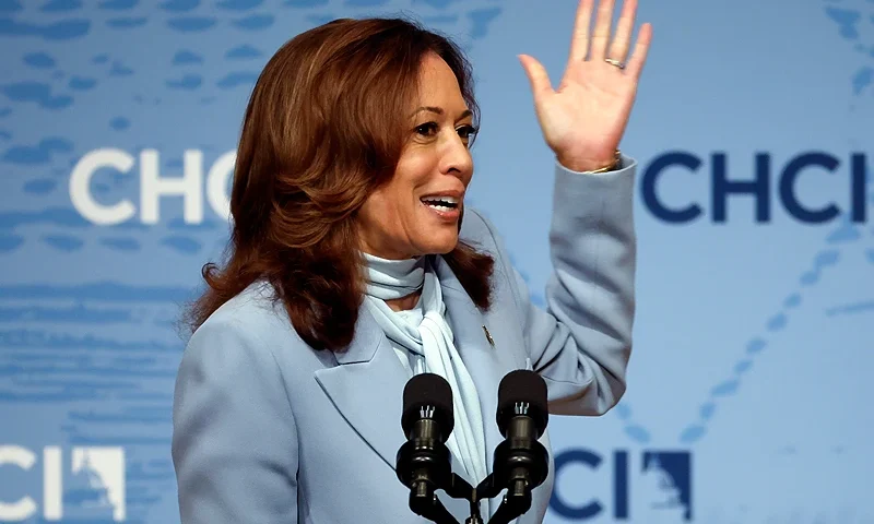 WASHINGTON, DC - SEPTEMBER 18: Democratic presidential nominee, U.S. Vice President Kamala Harris delivers remarks at the Congressional Hispanic Caucus Institute's 47th Annual Leadership Conference at the Ronald Reagan Building and International Trade Center on September 18, 2024 in Washington, DC. Harris spoke on immigration reform and border security while criticizing Republican presidential candidate former President Donald Trump's plan to carry out mass deportation of immigrants. (Photo by Kevin Dietsch/Getty Images)