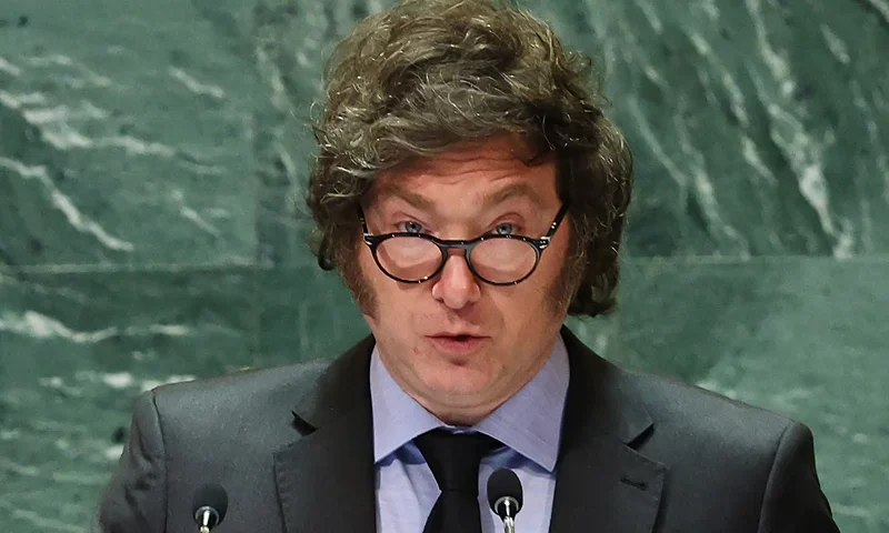 Javier Milei, President of Argentina, speaks during the United Nations General Assembly (UNGA) at the United Nations headquarters on September 24, 2024 in New York City. World leaders convened for the General Assembly as the world continues to experience major wars in Gaza, Ukraine and, Sudan along with a threat of a wider conflict in the Middle East. (Photo by Michael M. Santiago/Getty Images)