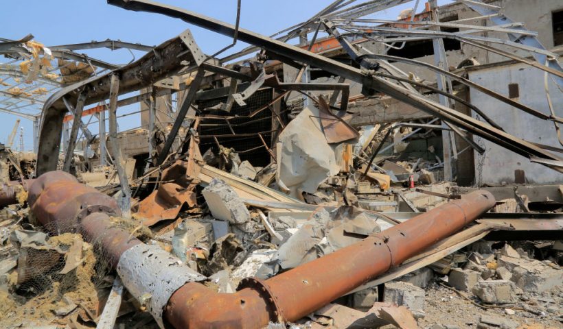 A picture shows a view of the destruction at a power station at the port in Yemen's rebel-held Hodeida city on September 30, 2024, a day after it was targeted in Israeli strikes. Israeli air strikes on Yemen killed four people on September 29 and wounded more than 30, Huthi media reported, after Israel's military said it struck targets in the Iran-backed rebels' territory including Hodeida. (Photo by AFP) (Photo by -/AFP via Getty Images)