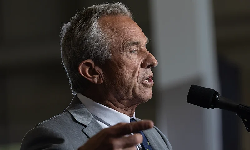WALKER, MICHIGAN - SEPTEMBER 27: Former presidential candidate Robert F. Kennedy Jr. speaks during a campaign event hosted by Republican presidential nominee former President Donald Trump at the Falk Productions manufacturing facility on September 27, 2024 in Walker, Michigan. The former president has two campaign events scheduled in Michigan today and another in Wisconsin tomorrow. (Photo by Scott Olson/Getty Images)