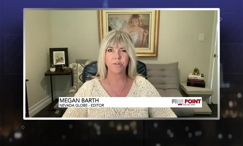 Video still from Fine Point on One America News Network during an interview with the guest, Megan Barth.