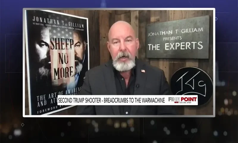Video still from Fine Point on One America News Network during an interview with the guest, Jonathan T. Gilliam.