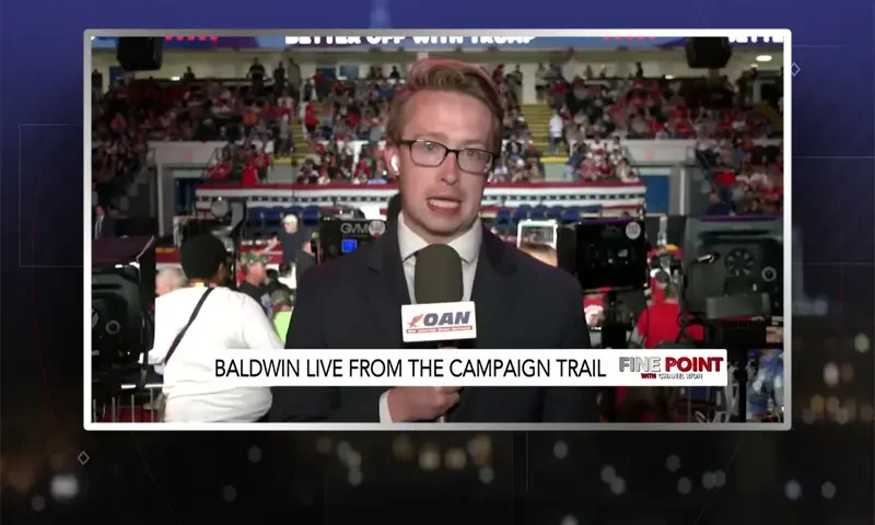 Video still from Fine Point on One America News Network during an interview with the guest, Daniel Baldwin.